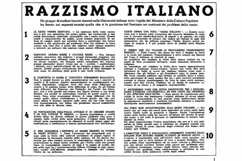 manifesto della razza Italiana