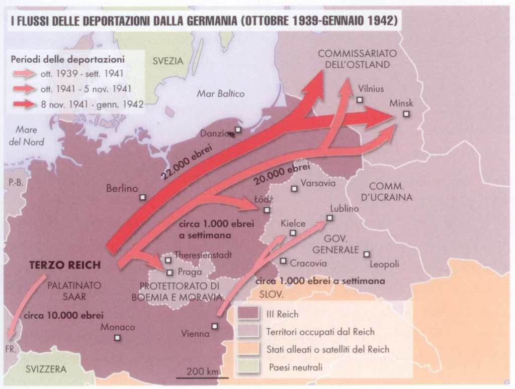 I flussi delle deportazioni dalla Germania (Ottobre 1939 – Gennaio 1942) - Fonte “La Shoah in 100 mappe” – LEG Edizioni s.r.l. – www.leg.it